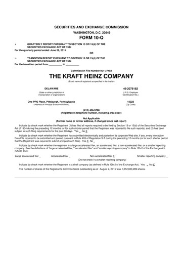 Thumbnail Kraft Heinz 10-Q Quarterly Report FY2015 