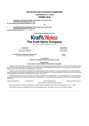 Thumbnail Kraft Heinz 10-Q Quarterly Report FY2015 