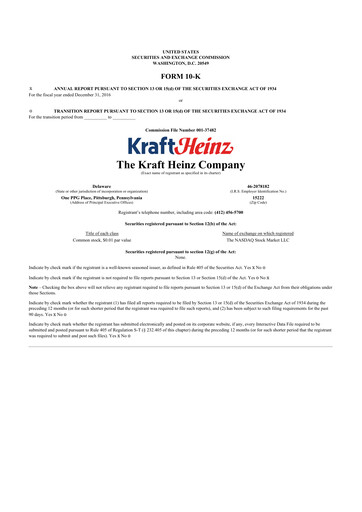 Thumbnail Kraft Heinz 10-K Annual Report 2016