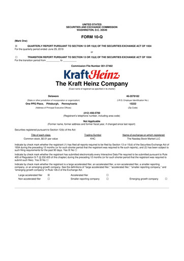 Thumbnail Kraft Heinz 10-Q Quarterly Report FY2019 