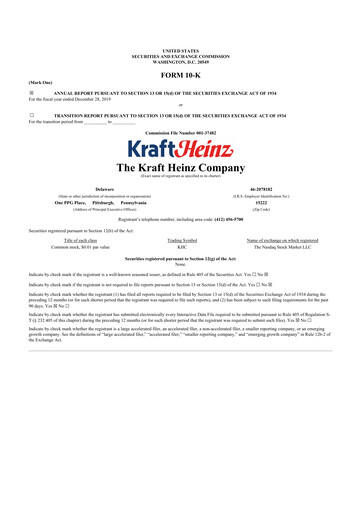 Thumbnail Kraft Heinz 10-K Annual Report 2019