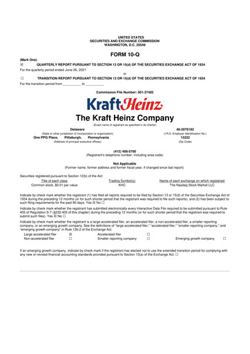 Thumbnail Kraft Heinz 10-Q Quarterly Report FY2021 