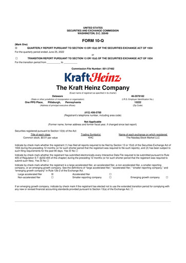 Thumbnail Kraft Heinz 10-Q Quarterly Report FY2022 