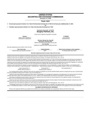 Thumbnail Surgery Partners
 10-K Annual Report 2025