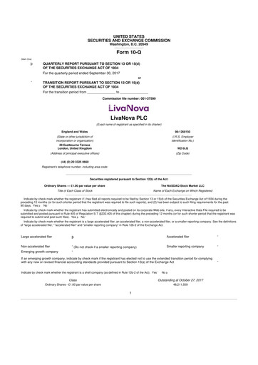 Thumbnail LivaNova 10-Q Quarterly Report FY 
