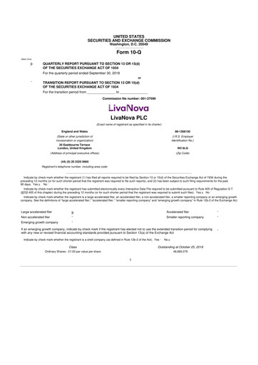 Thumbnail LivaNova 10-Q Quarterly Report FY 