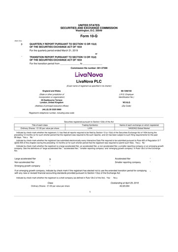 Thumbnail LivaNova 10-Q Quarterly Report FY 