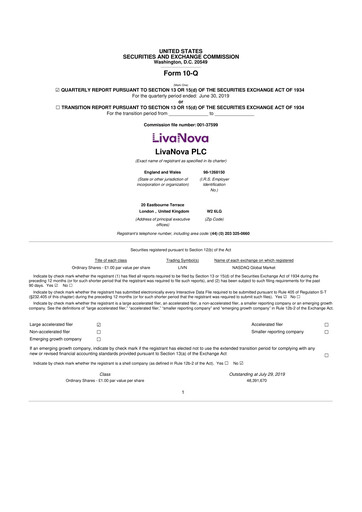 Thumbnail LivaNova 10-Q Quarterly Report FY 