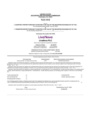 Thumbnail LivaNova 10-Q Quarterly Report FY 