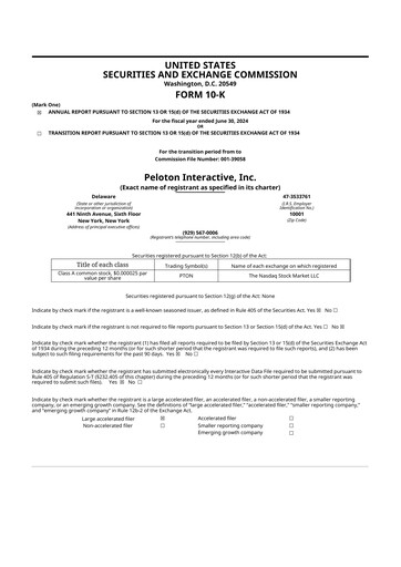 Vorschaubild Peloton 10-K Jahresbericht 2024