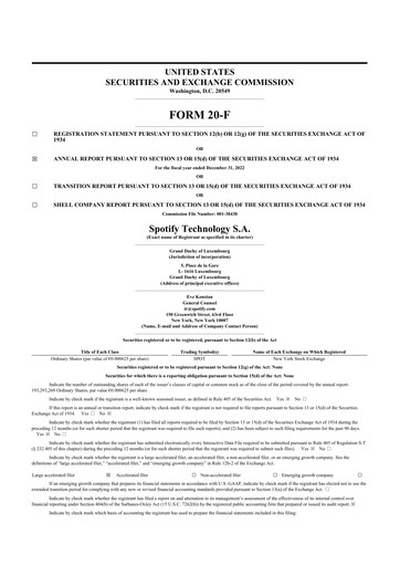 Thumbnail Spotify 20-F Annual Report 2022