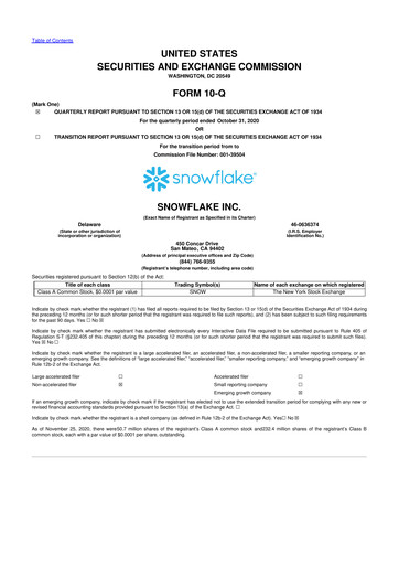 Thumbnail Snowflake 10-Q Quarterly Report FY2021 