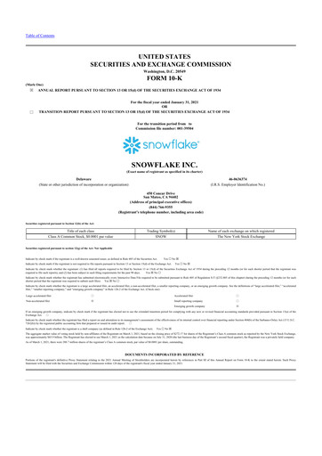 Thumbnail Snowflake 10-K Annual Report 2021