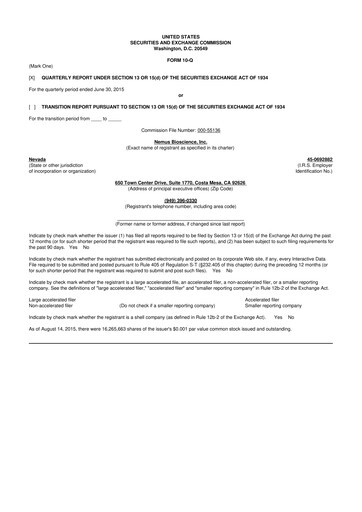 Vorschaubild Skye Bioscience 10-Q Quartalsbericht 2015 