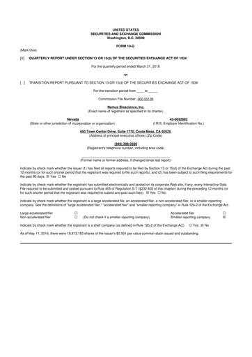 Vorschaubild Skye Bioscience 10-Q Quartalsbericht 2016 