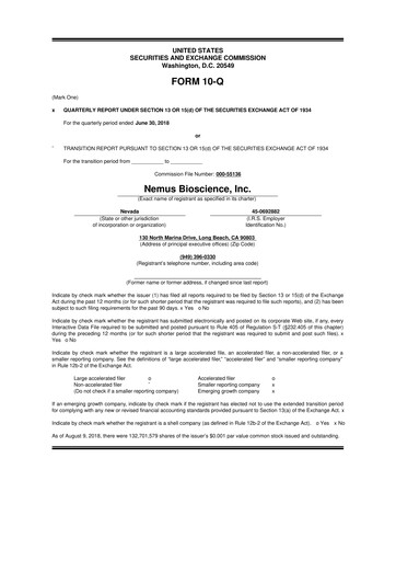 Vorschaubild Skye Bioscience 10-Q Quartalsbericht 2018 