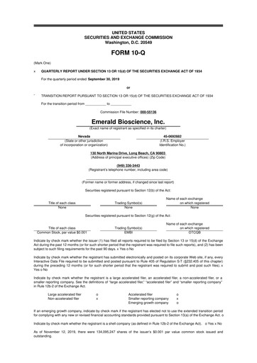 Vorschaubild Skye Bioscience 10-Q Quartalsbericht 2019 