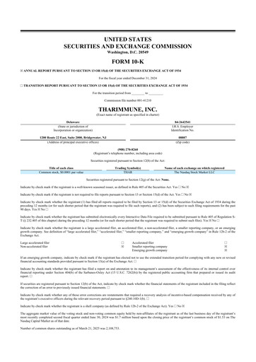 Thumbnail Tharimmune 10-K Annual Report 2024