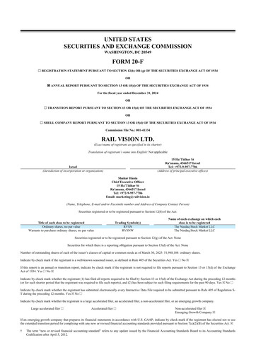 Thumbnail Rail Vision 20-F Annual Report 2024
