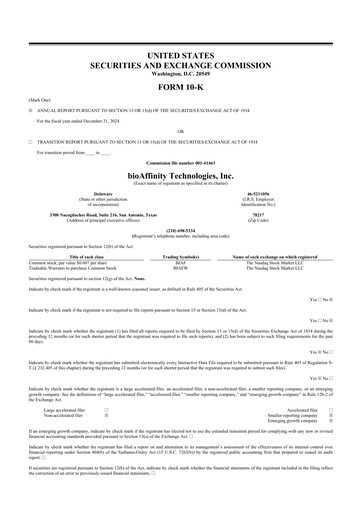 Miniature bioAffinity Technologies 10-K Rapport annuel 2024