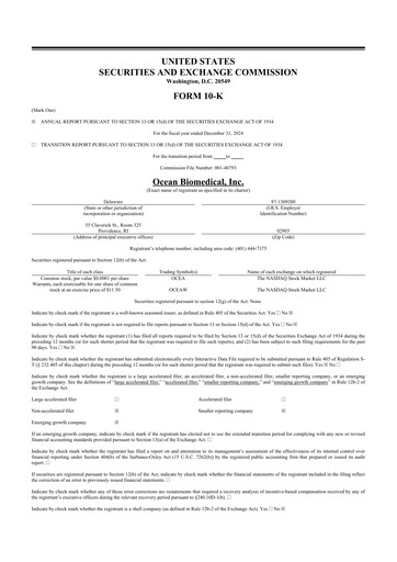 Thumbnail Ocean Biomedical 10-K Annual Report 2024