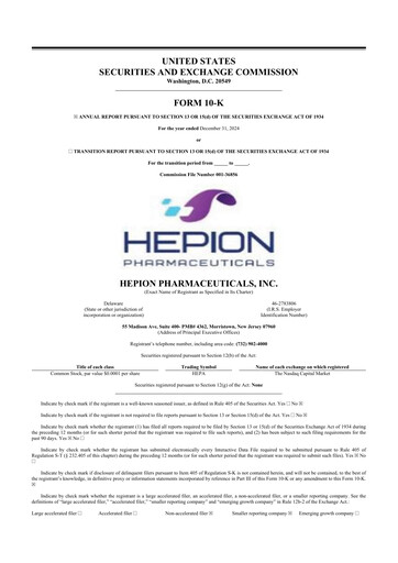 Thumbnail Hepion Pharmaceuticals 10-K Annual Report 2024