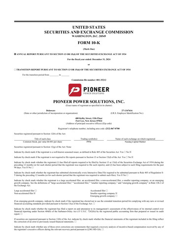 Thumbnail Pioneer Power Solutions 10-K Annual Report 2024