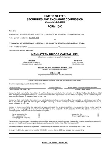 Thumbnail Manhattan Bridge Capital
 10-Q Quarterly Report FY 