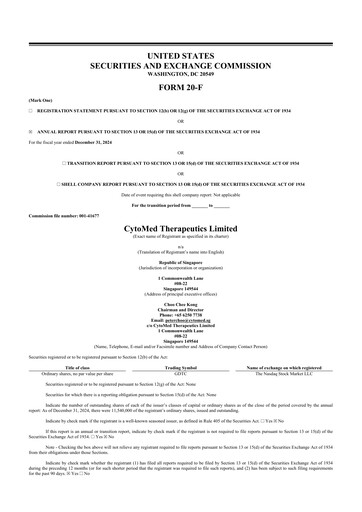 Thumbnail CytoMed Therapeutics 20-F Annual Report 2024