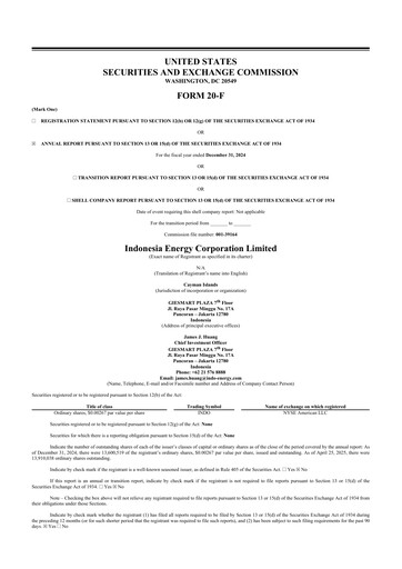 Thumbnail Indonesia Energy 20-F Annual Report 2024