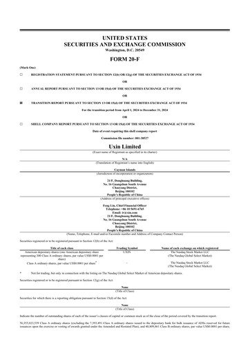 Thumbnail Uxin Limited 20-F Annual Report 2024