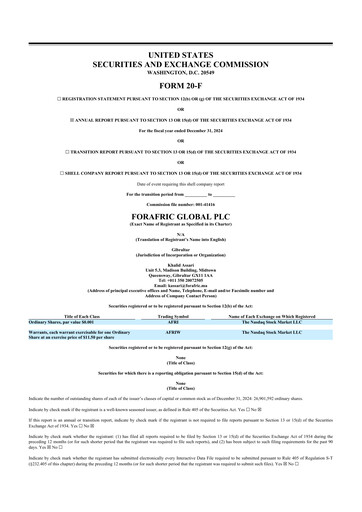 Thumbnail Forafric Global PLC 20-F Annual Report 2024