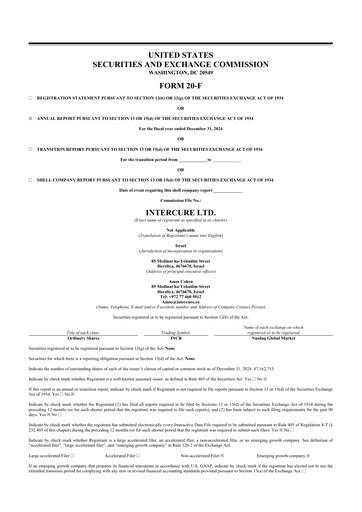 Thumbnail InterCure 20-F Annual Report 2024