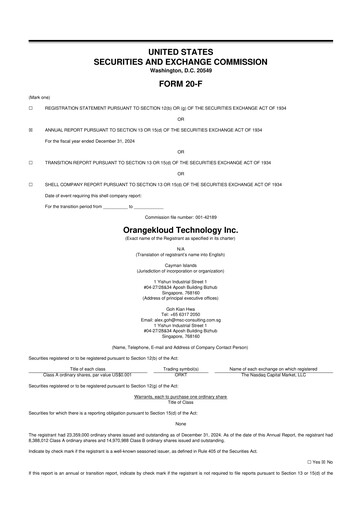 Thumbnail Orangekloud Technology 20-F Annual Report 2024
