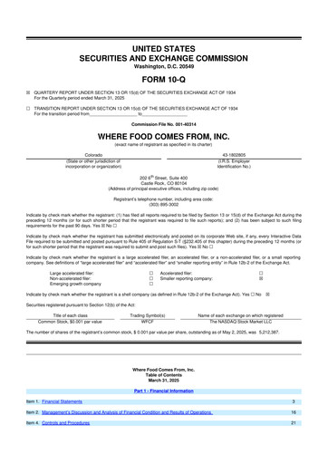 Thumbnail Where Food Comes From 10-Q Quarterly Report FY2025 
