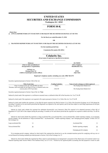 Thumbnail Celularity 10-K Annual Report 2024