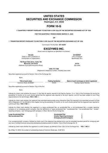Vorschaubild eXoZymes 10-Q Quartalsbericht 2025 