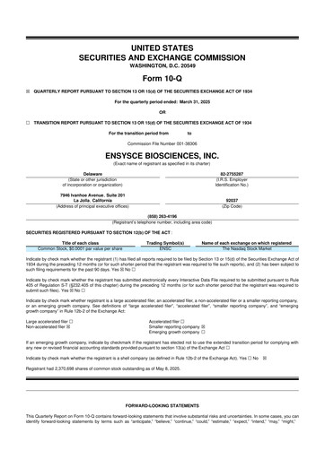 Vorschaubild Ensysce Biosciences 10-Q Quartalsbericht 2025 