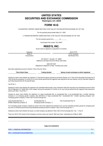 Vorschaubild Reed's, Inc. 10-Q Quartalsbericht  