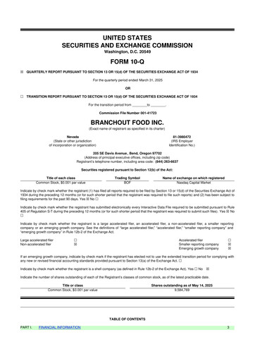 Thumbnail BranchOut Food 10-Q Quarterly Report FY 