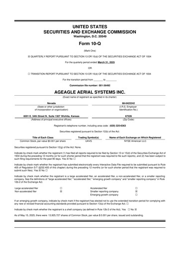 Thumbnail AgEagle Aerial Systems
 10-Q Quarterly Report FY 