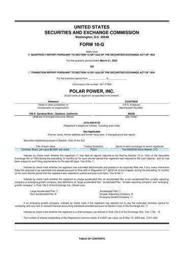 Miniature Polar Power
 10-Q Rapport trimestriel 2025 