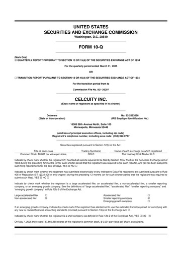 Vorschaubild Celcuity Inc. 10-Q Quartalsbericht 2025 
