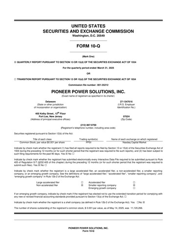 Thumbnail Pioneer Power Solutions 10-Q Quarterly Report FY2025 