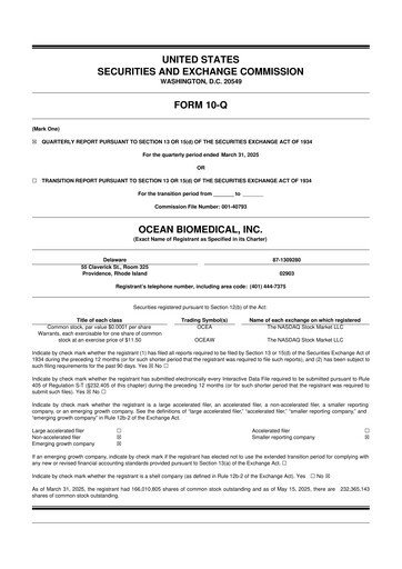 Vorschaubild Ocean Biomedical 10-Q Quartalsbericht 2025 