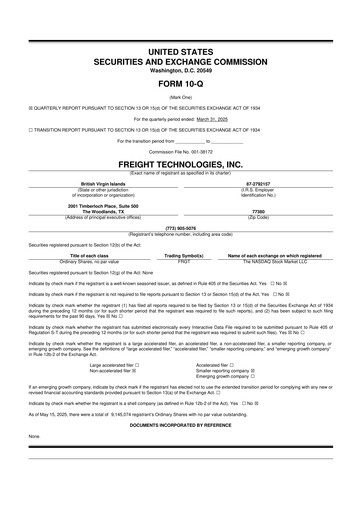 Miniature Freight Technologies, Inc. 10-Q Rapport trimestriel 2025 