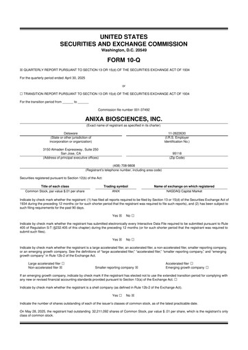 Vorschaubild Anixa Biosciences 10-Q Quartalsbericht 2025 