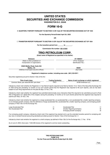 Thumbnail Trio Petroleum 10-Q Quarterly Report FY2025 