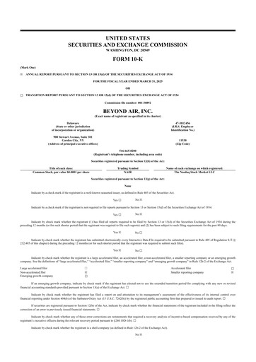 Thumbnail Beyond Air 10-K Annual Report 2025