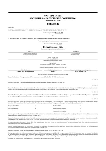 Vorschaubild Perfect Moment 10-K Jahresbericht 2025